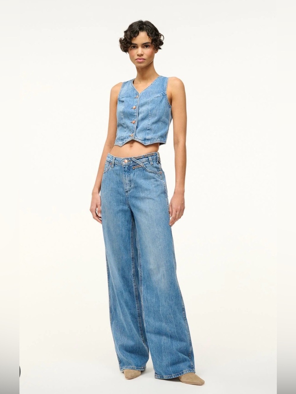 STAUD x Wrangler Loose Light Blue Wide-Leg Jeans